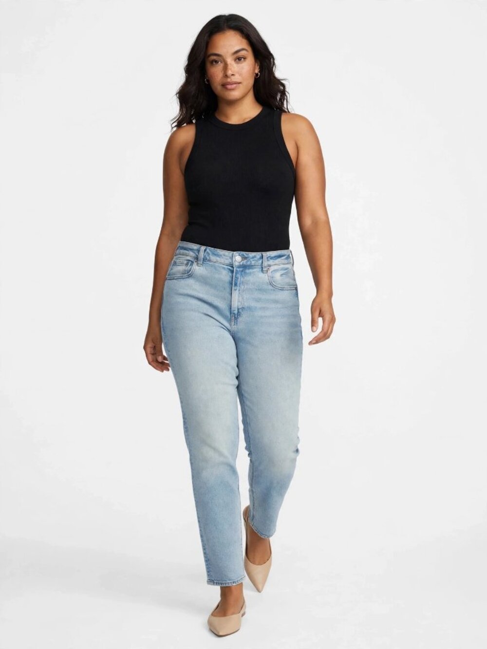 American Eagle Strigid Light Wash Button Fly Straight Leg Jeans 8